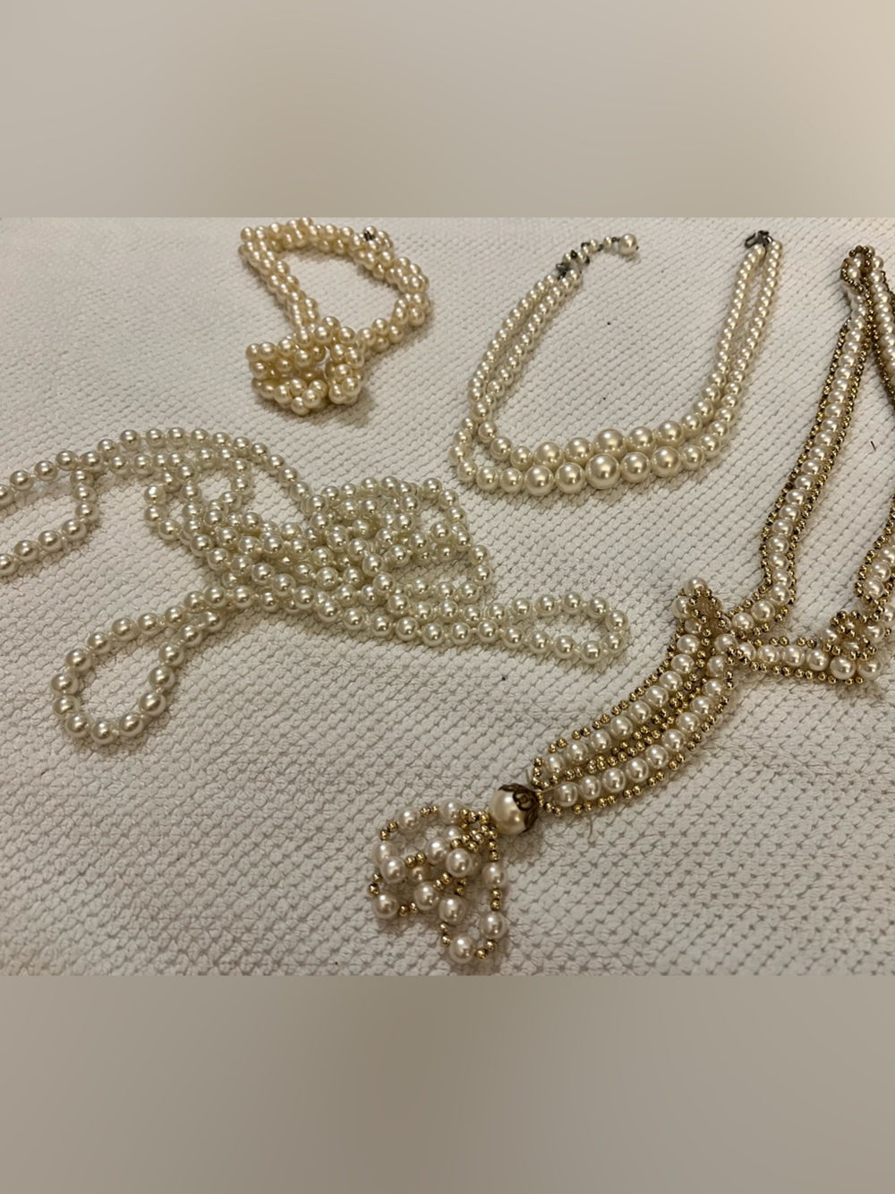 Vintage Faux Pearl Necklace Lot of 4 -Various lengths